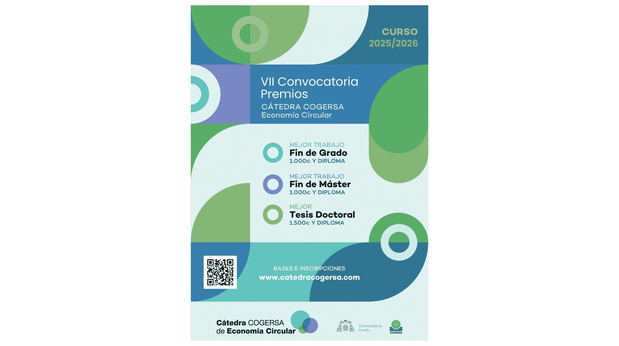 PREMIOS A TRABAJOS FIN DE GRADO, TRABAJOS FIN DE MÁSTER Y
TESIS DOCTORALES, EN EL MARCO DE LA CÁTEDRA COGERSA DE ECONOMÍA CIRCULAR,
DE LA UNIVERSIDAD DE OVIEDO